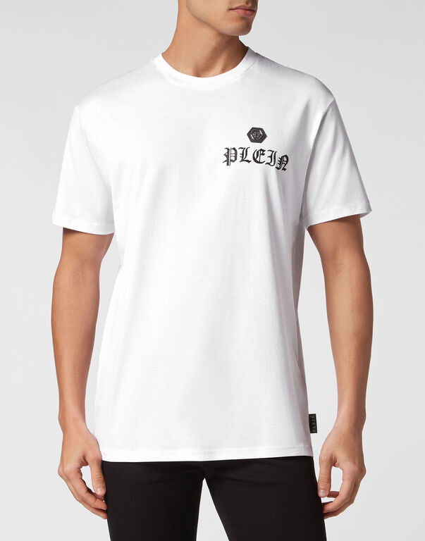 T-shirt Round Neck SS with Crystals Skull&Bones white