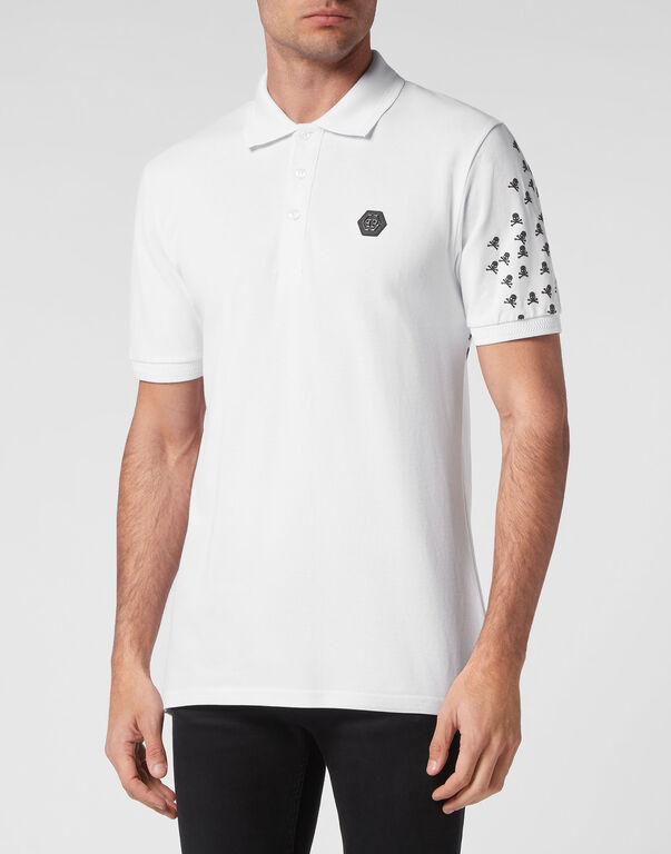 Slim Fit Polo shirt SS Skull&Bones white