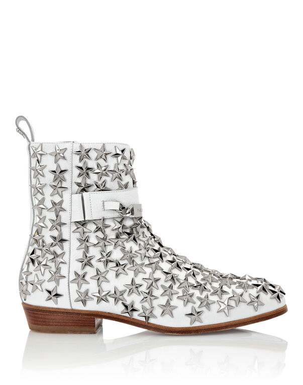 Boots Mid Flat Stars white