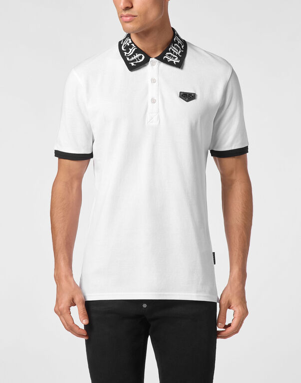 Pique Polo Shirt SS Gothic Plein white