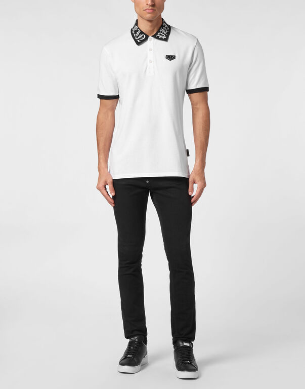 Pique Polo Shirt SS Gothic Plein white