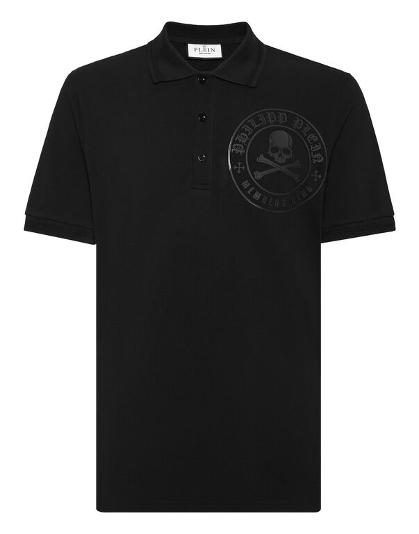 Pique Polo Shirt SS Skull&Bones black / black