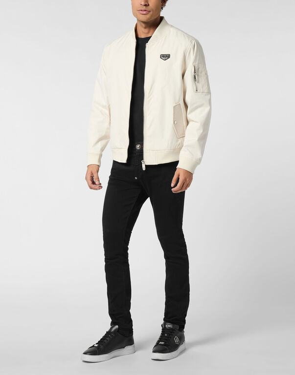 Nylon Bomber Jacket beige