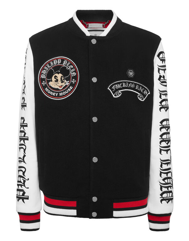 College Bomber Jacket LS Money Mouse black