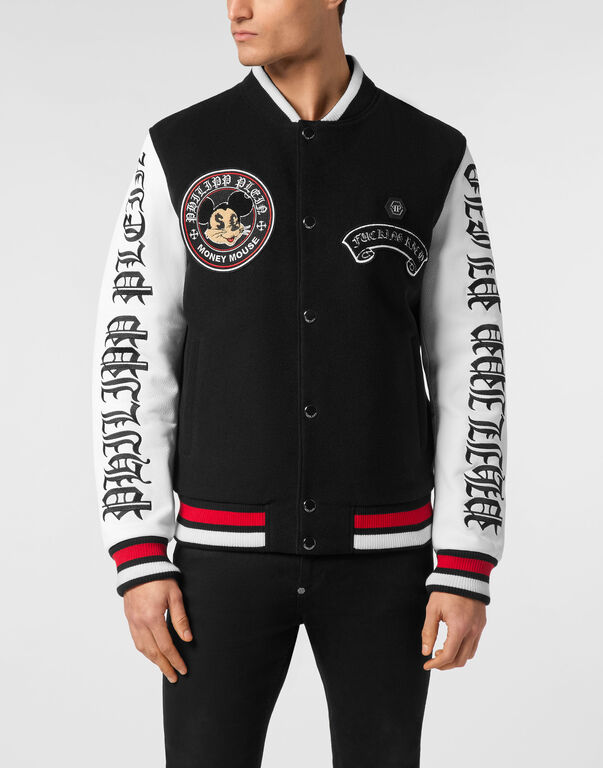 College Bomber Jacket LS Money Mouse black