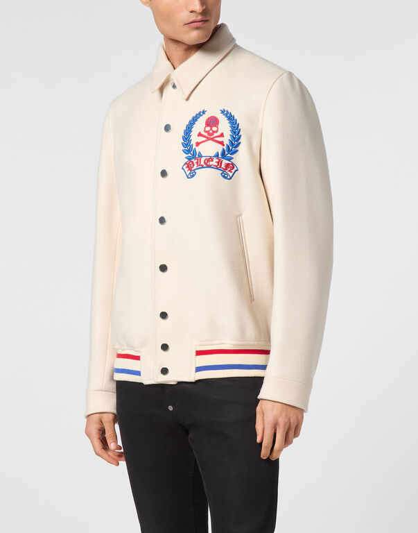 Bomber Collar Shirt white