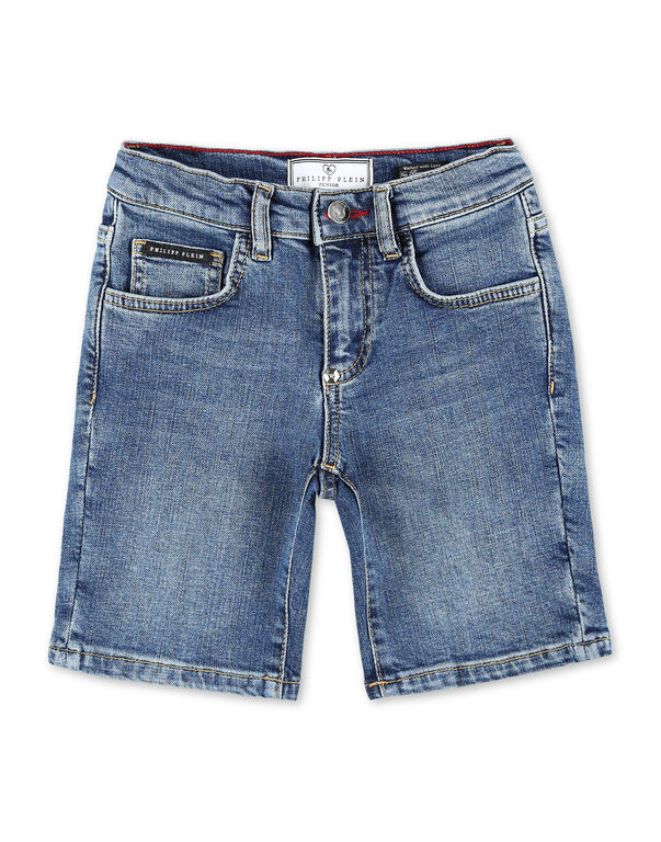 Denim Trousers Short Skull and Plein New Baroque Blue