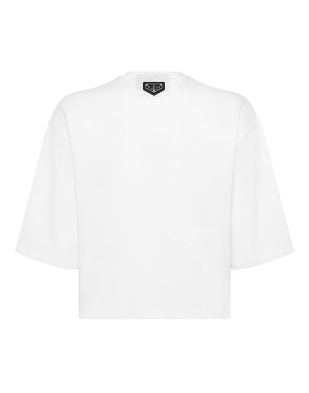Cropped T-Shirt Round Neck Teddy white