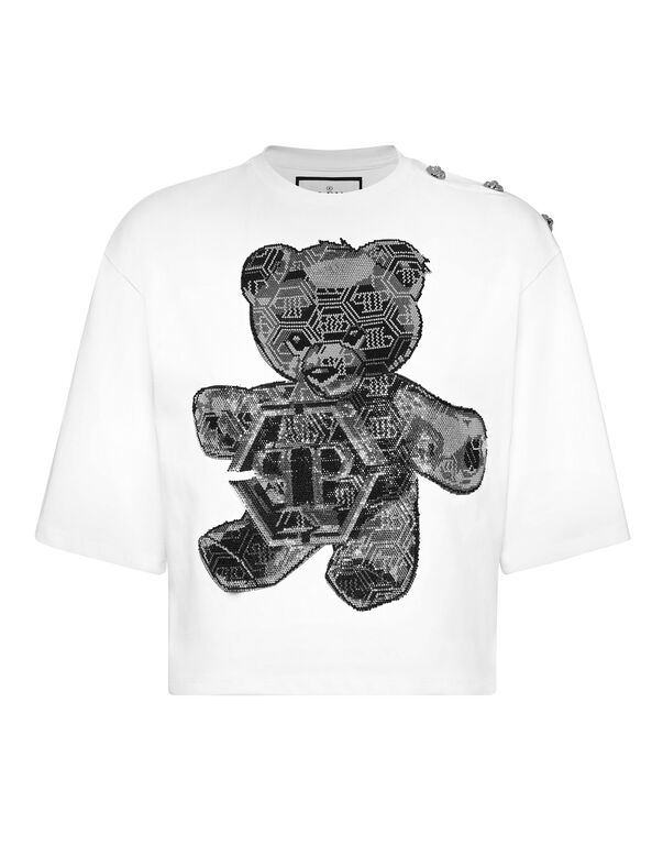 Cropped T-shirtStrass Teddy Bear white