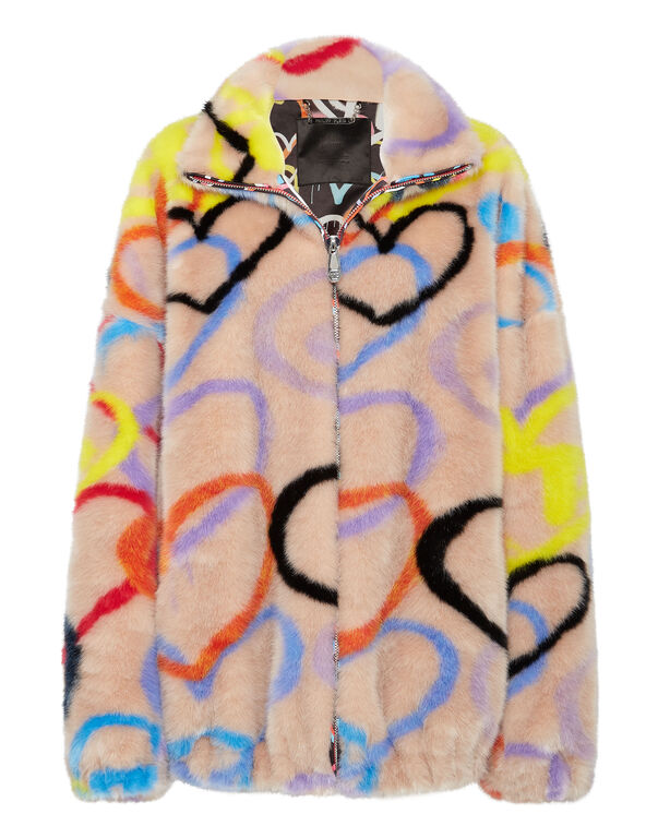 Eco Fur Jacket Heart multicolor