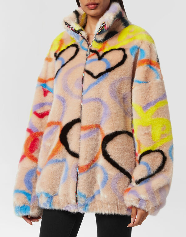 Eco Fur Jacket Heart multicolor
