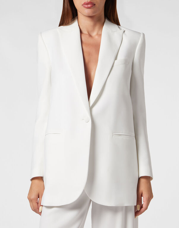 Cady Shoulder Padded Oversize Jacket white