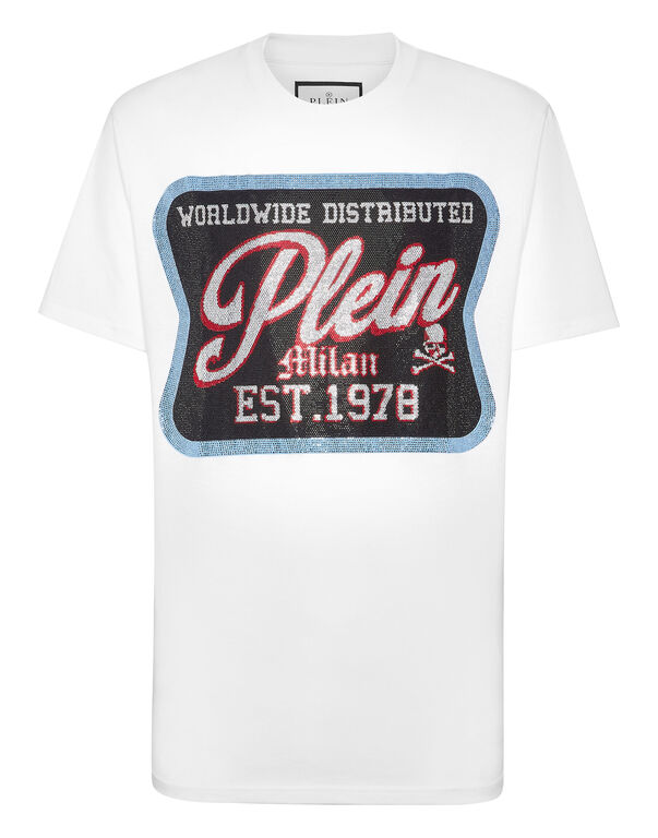 T-shirt Round Neck SS With Patch white
