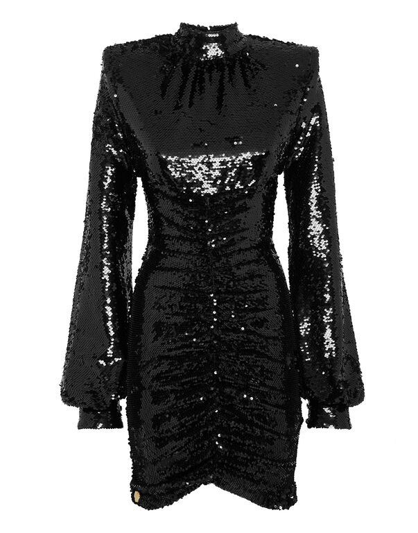 Midi Dress with Crystals black