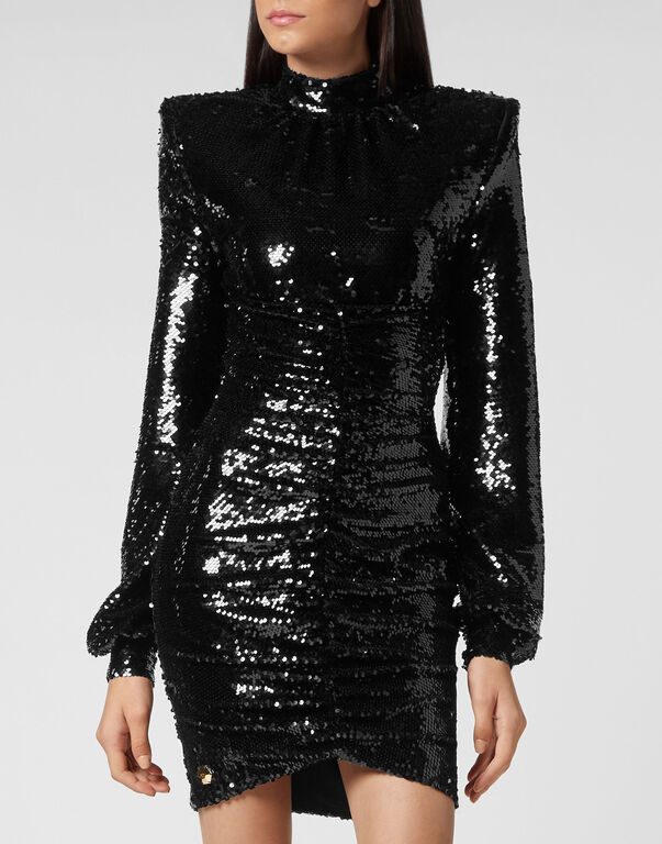 Midi Dress with Crystals black