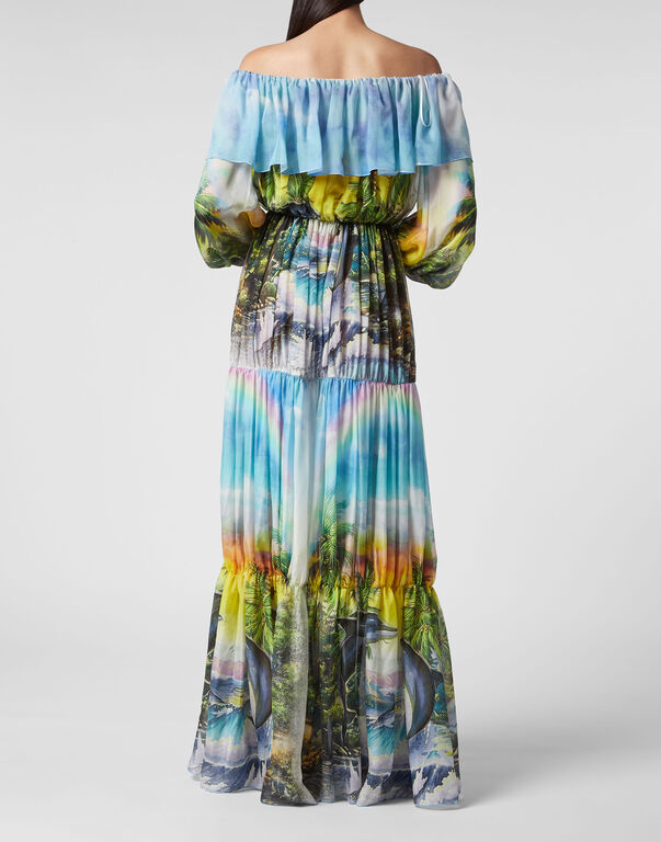 Long Dress Plisse Hawaii multicolor 3 Long Dress Plisse Hawaii multicolor