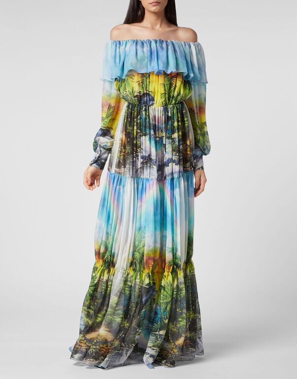 Long Dress Plisse Hawaii multicolor 4 Long Dress Plisse Hawaii multicolor