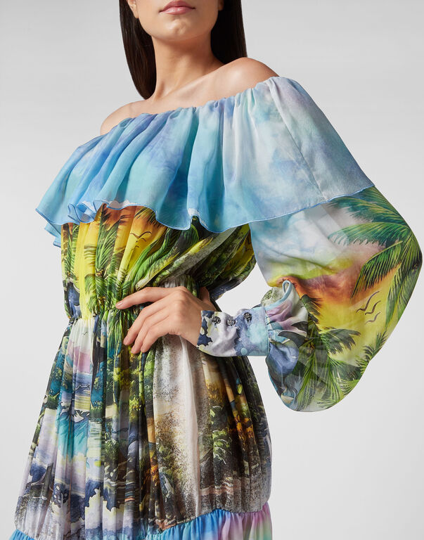 Long Dress Plisse Hawaii multicolor 5 Long Dress Plisse Hawaii multicolor
