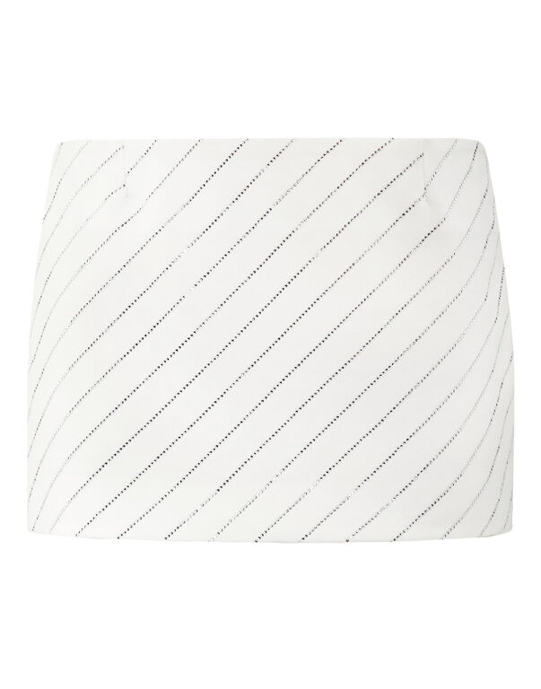 Cady Mini Skirt Crystal Pinstripe white