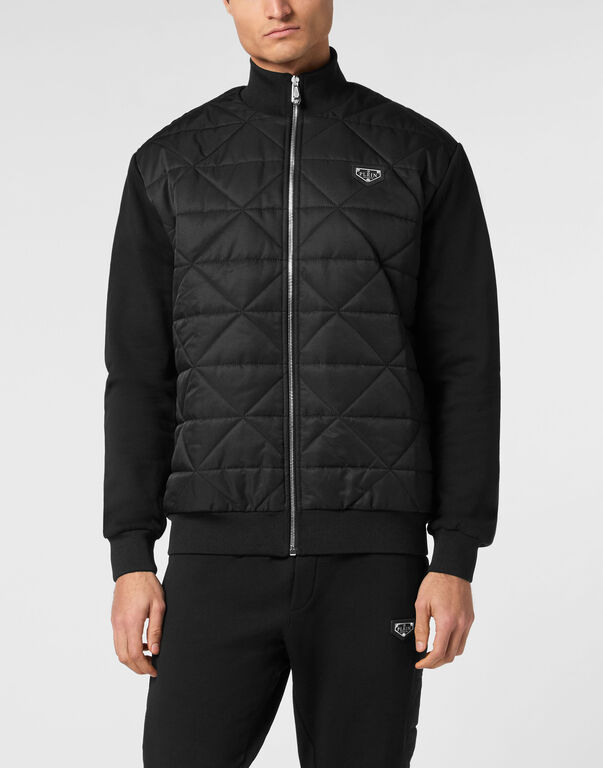Fleece and Nylon Padded Jacket black