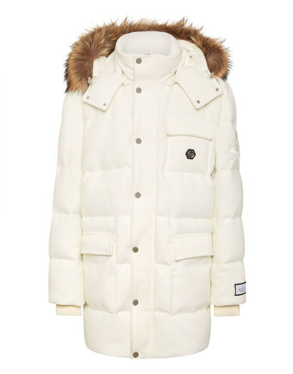 Down Jacket WIth Fur Hood white