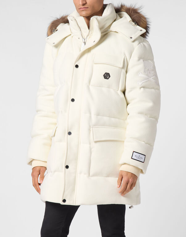 Down Jacket WIth Fur Hood white