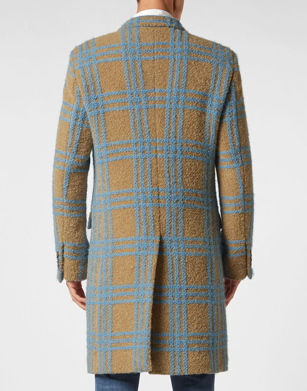 Alpaca Wool Long Coat beige / light blue 3 Alpaca Wool Long Coat beige / light blue