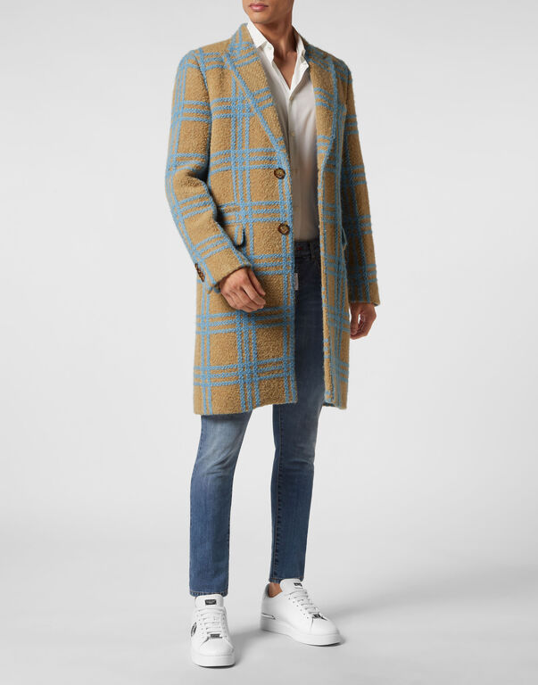 Alpaca Wool Long Coat beige / light blue 4 Alpaca Wool Long Coat beige / light blue