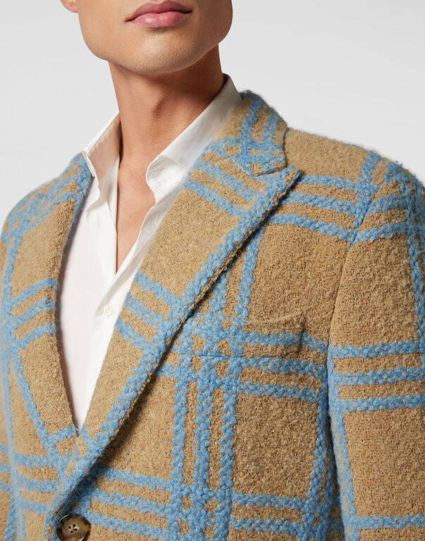 Alpaca Wool Long Coat beige / light blue 5 Alpaca Wool Long Coat beige / light blue
