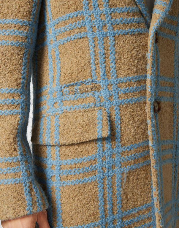 Alpaca Wool Long Coat beige / light blue 6 Alpaca Wool Long Coat beige / light blue