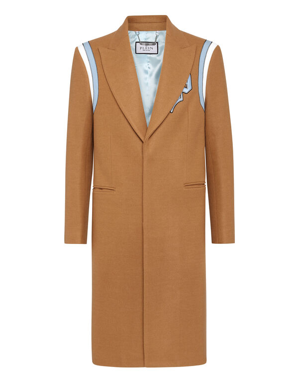 Wool Long Coat Gothic Plein beige