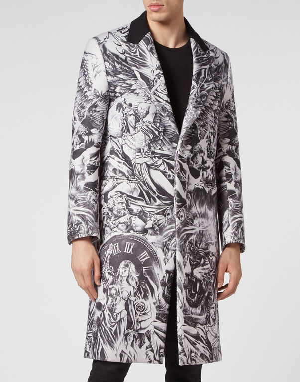 Wool Coat Long Tattoo grey