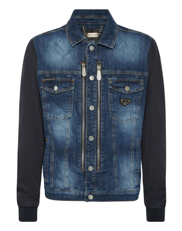 Composed Denim Zip Jacket College Deep Ocean