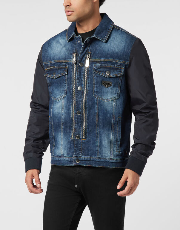 Composed Denim Zip Jacket College Deep Ocean