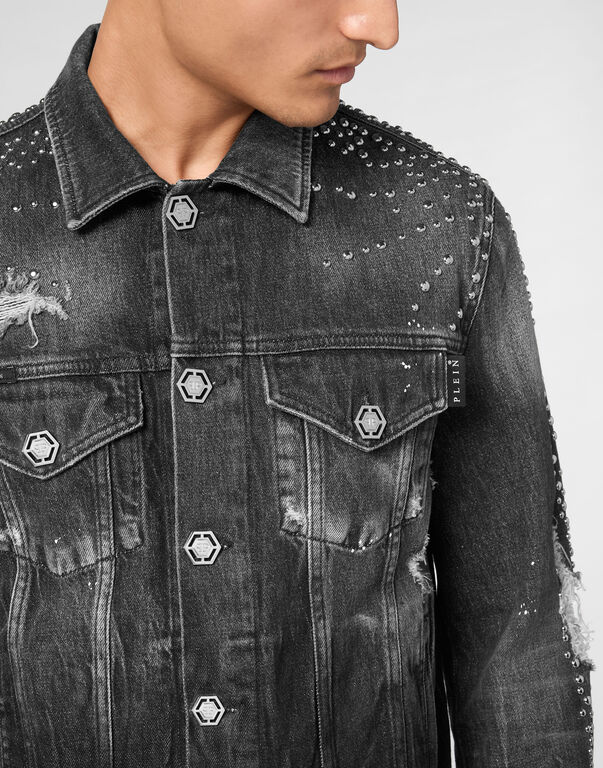 Denim Trucker Jacket LS Studs Fog Grey 5 Denim Trucker Jacket LS Studs Fog Grey
