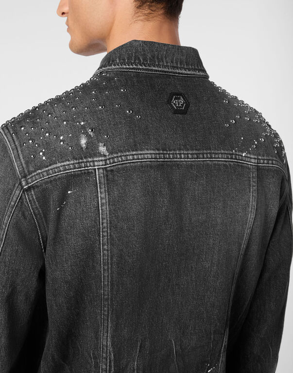 Denim Trucker Jacket LS Studs Fog Grey 6 Denim Trucker Jacket LS Studs Fog Grey