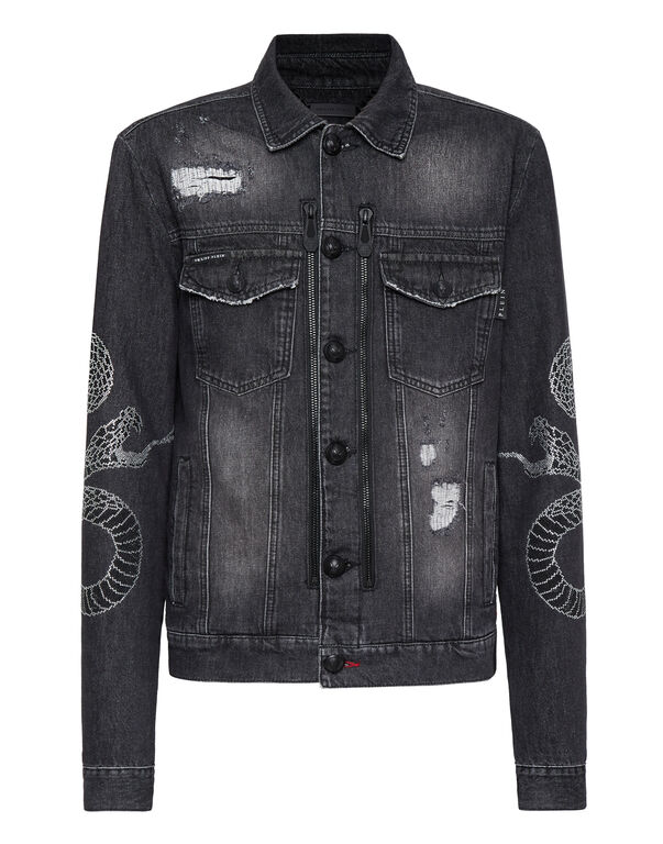 Denim Zip Jacket Snake Full Metal