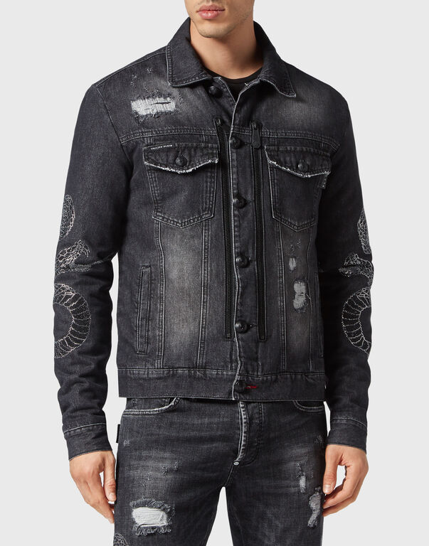 Denim Zip Jacket Snake Full Metal