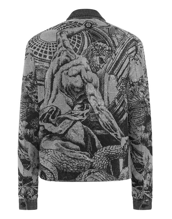 Denim Zip Jacket Tattoo Sea Rock