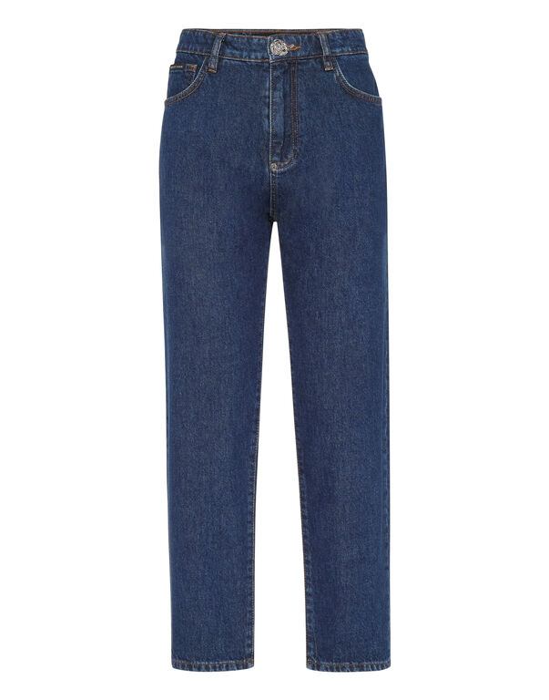 Denim Trousers Mom Fit Hexagon DEEP SEA BLUE