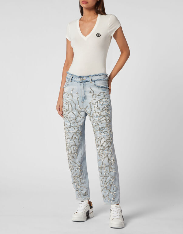 Denim Trousers Mom Fit Crystal Ice Cube 4 Denim Trousers Mom Fit Crystal Ice Cube