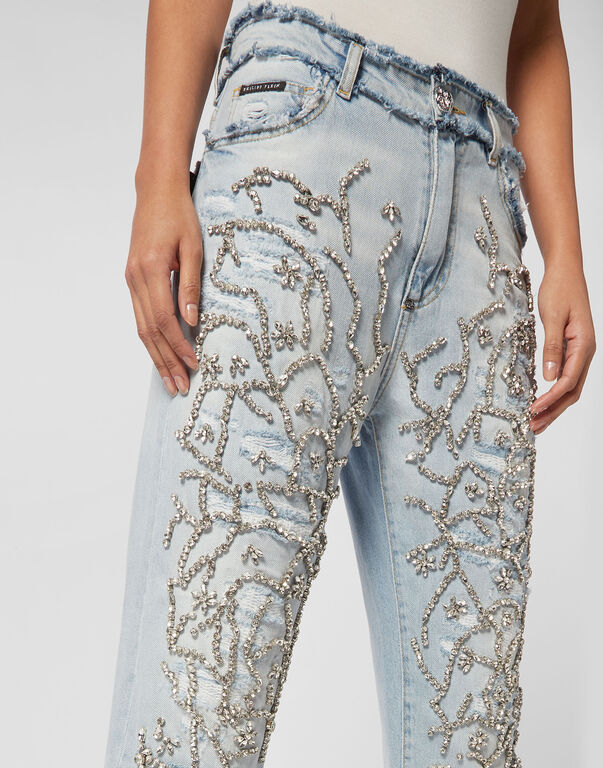 Denim Trousers Mom Fit Crystal Ice Cube 5 Denim Trousers Mom Fit Crystal Ice Cube