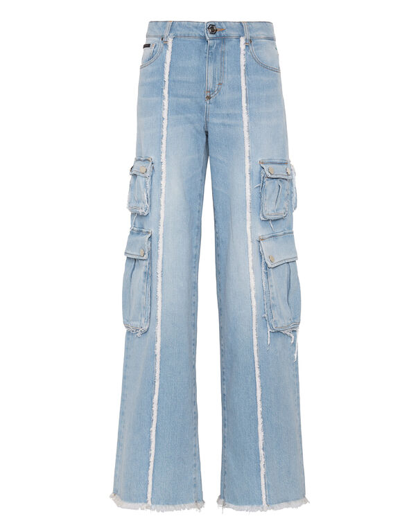 Denim Cargo Trousers Luminous Blue