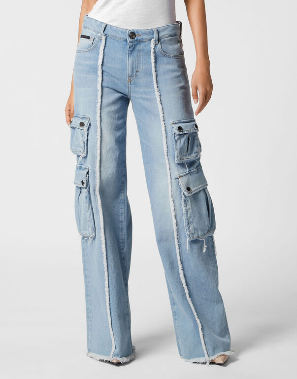Denim Cargo Trousers Luminous Blue