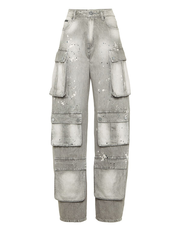 Denim Cargo Trousers Concrete Grey