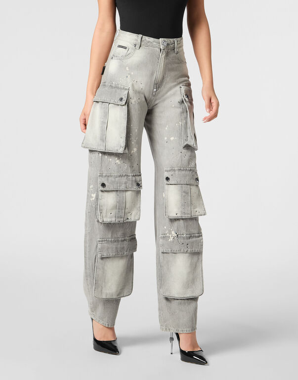 Denim Cargo Trousers Concrete Grey