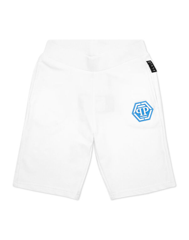 Baggy Fit Shorts Iconic Plein white
