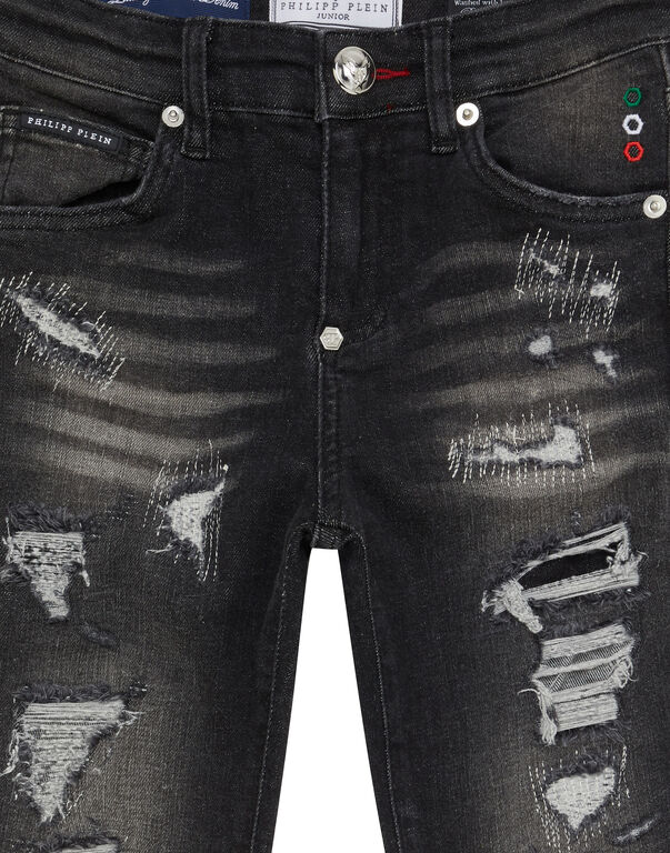 Denim Super Straight Cut Trousers Cars Racing Riot Black
