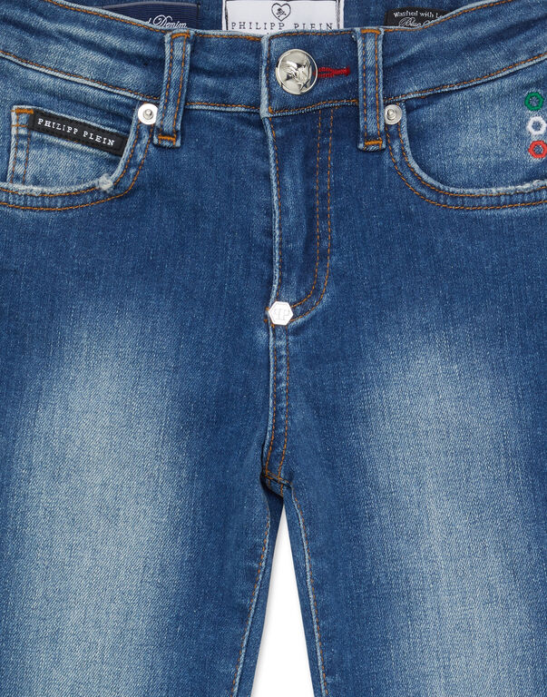 Denim Skinny Fit Trousers Italic Plein Blue Shark