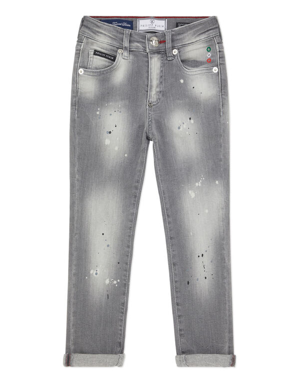 Denim Skinny Fit Trousers Italic Plein Concrete Grey
